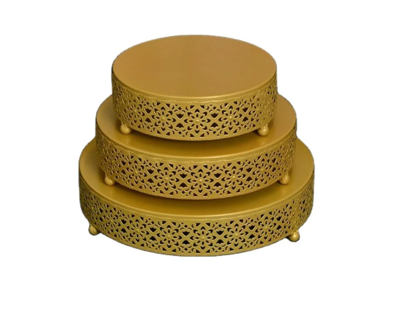 3Pcs Gold Cake Stand Set 25cm 30cm 35cm Tiered Dessert Serving Display Stands for Weddings Parties Events and Home