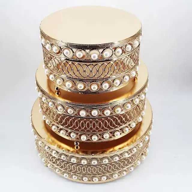3Pcs Iron Top Cake Stand Set Dessert Display Stands Cake Cupcake Pastry Serving Trays Wedding Birthday Party Decoration 25 30 35cm