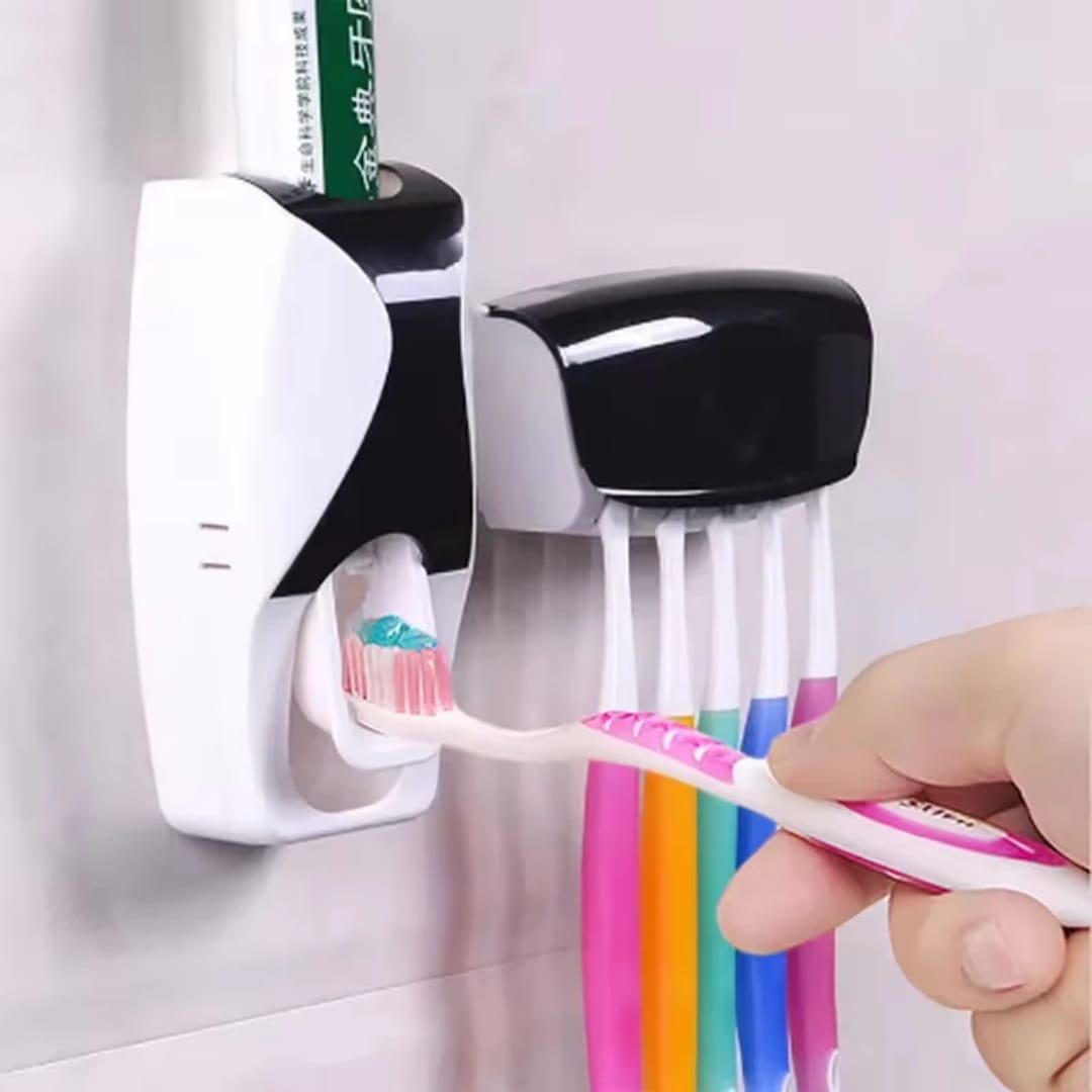 Toothpaste Dispenser Bathroom Toothpaste Squeezer Tube Holder Easy Press Organizer for Kids Adults Black Green Pink