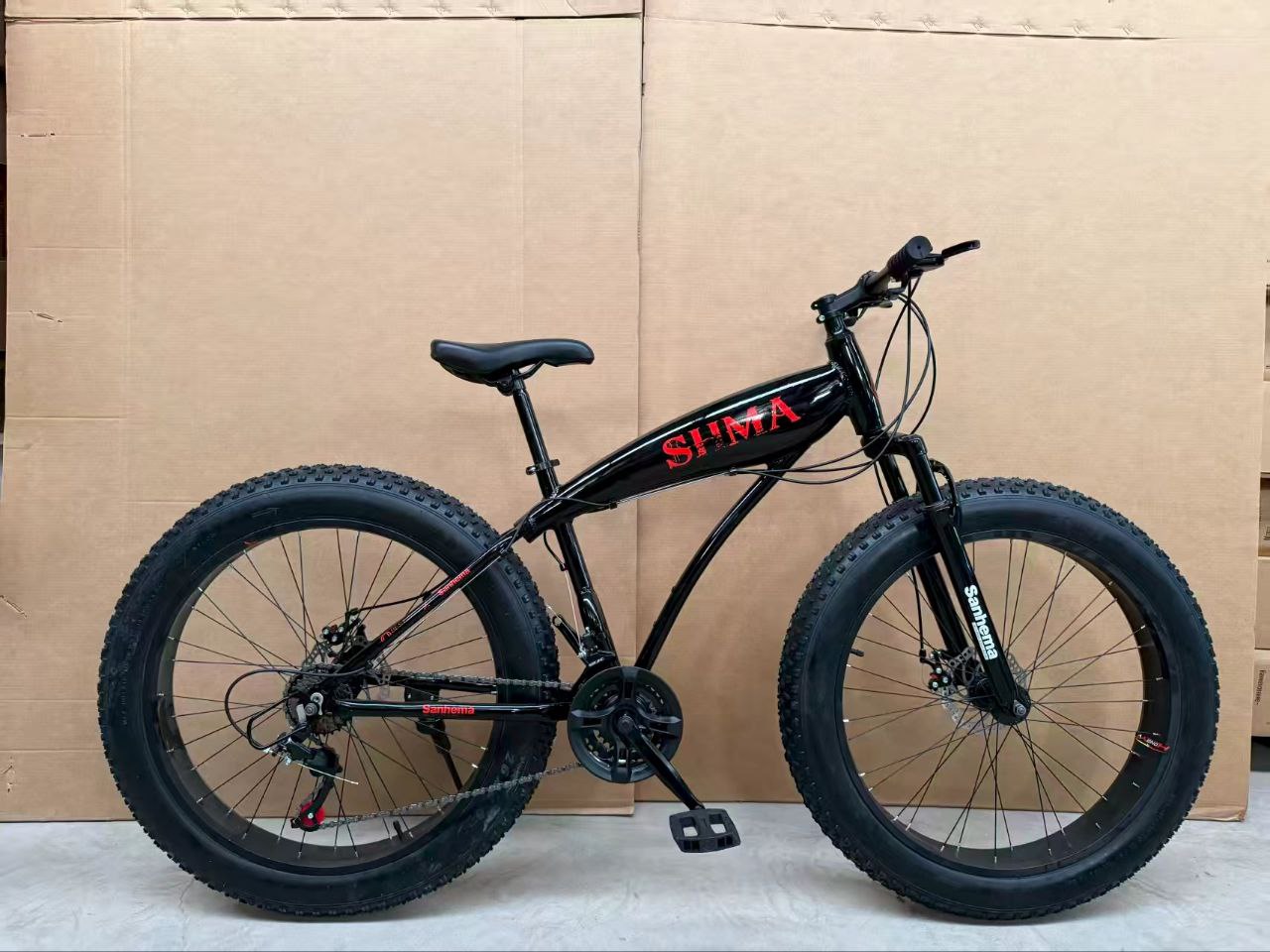 26 Inch Fat Tyre Bike Mountain Bicycle Disc Brakes 21 Speed Gears Front Shock Suspension All Terrain Bicycle Strong Frame Outdoor Cycling Trail Road Adventure Fitness Recreation
