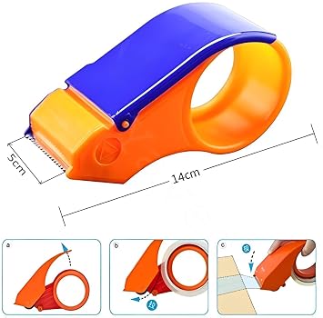 2-Inch Heavy-Duty Packing Tape Dispenser with Cutter – Manual Packaging Tape Gun for Cartons, Boxes & Parcels at home, school, offices and factories..