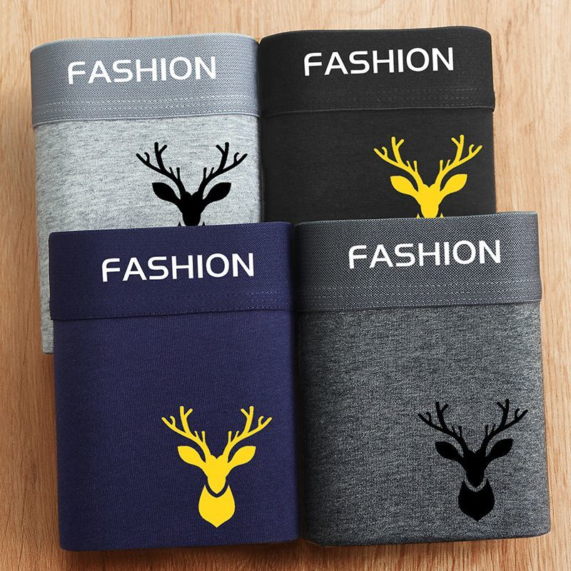 4pcs boxer men's underwear, soft sports
breathable four-season men's underwear, trendy
fashion pop print boxer underwear