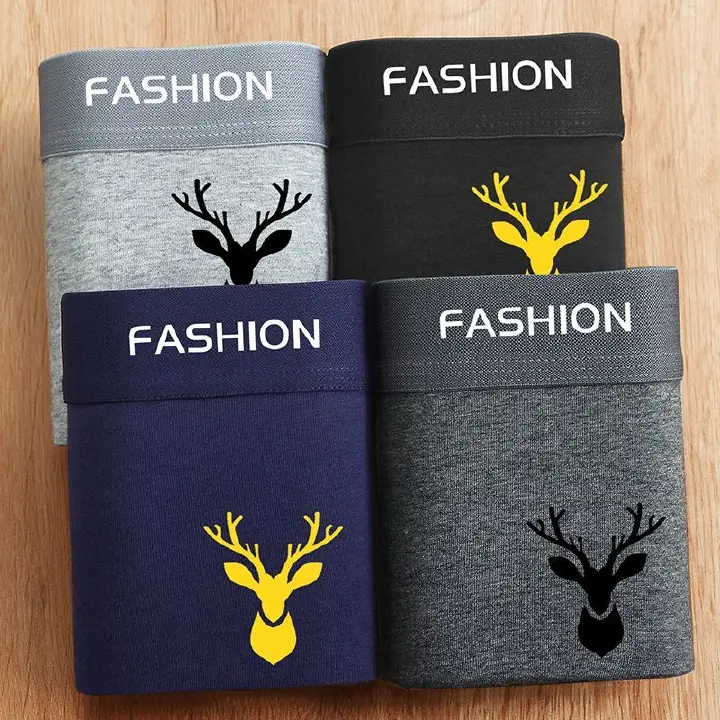4pcs boxer men's underwear, soft sports
breathable four-season men's underwear, trendy
fashion pop print boxer underwear