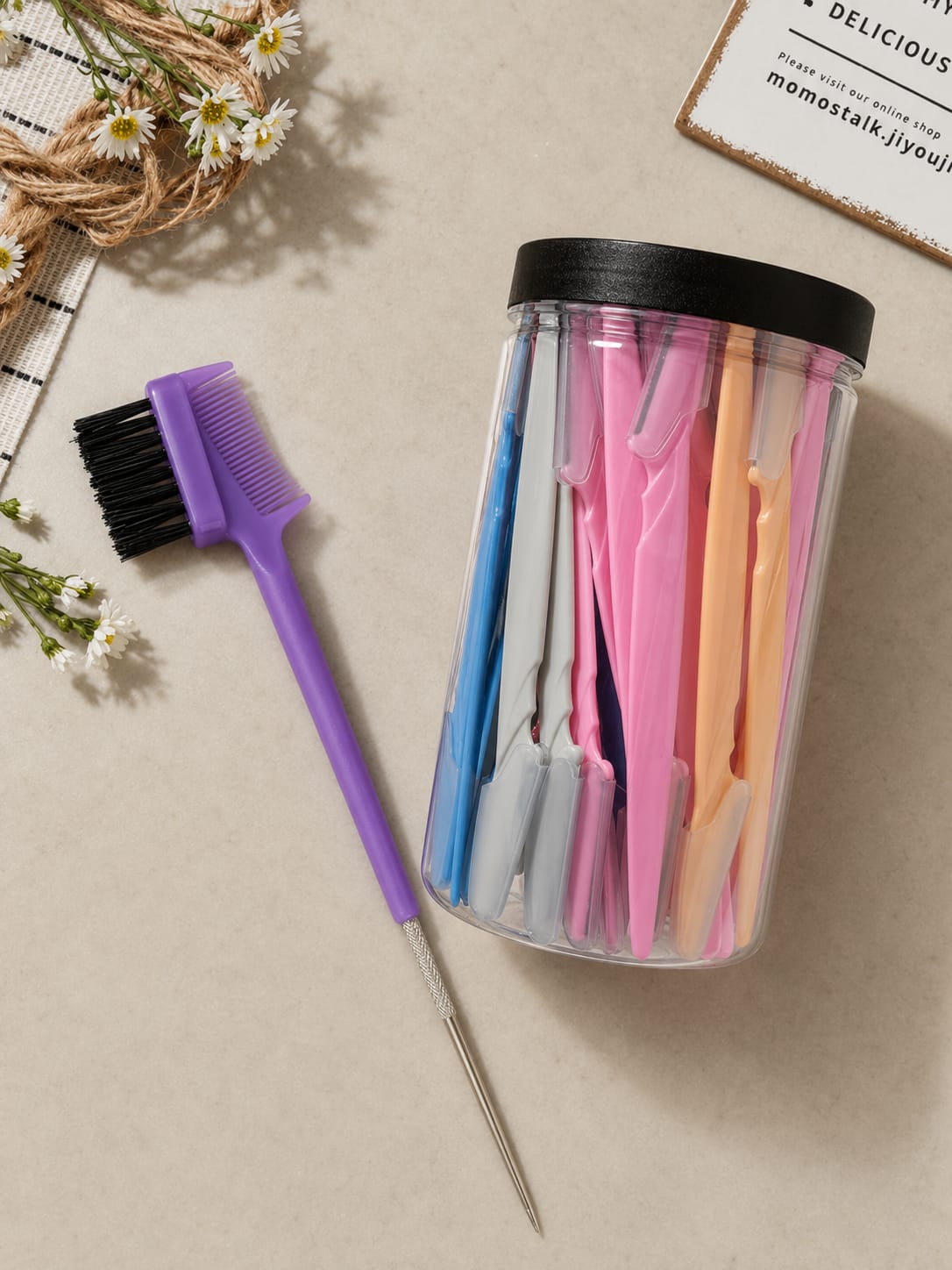 3 PCS Eyebrows Razor and 1 Edges brush