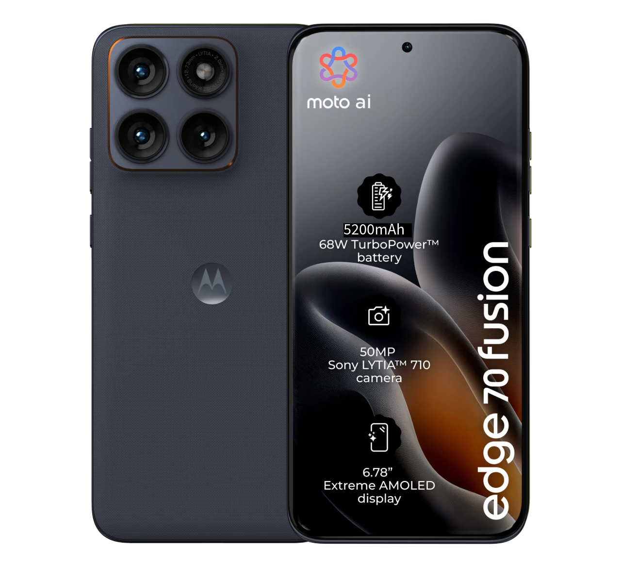 Motorola Edge 70 Fusion 5G, 256GB 12GB RAM, Camera 50MP, Battery 5200mAh, Color Pantone: Silhouette, Smartphone
