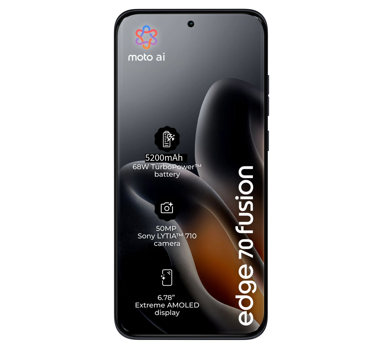 Motorola Edge 70 Fusion 5G, 256GB 12GB RAM, Camera 50MP, Battery 5200mAh, Color Pantone: Silhouette, Smartphone
