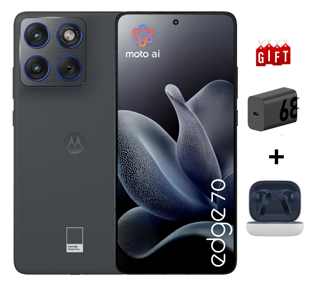 Motorola Edge 70 5G, 512GB 12GB RAM, Camera 50MP, Screen 6.7 inch, Battery 4800 mAh, Color Pantone: Gadget Gray, Smartphone
