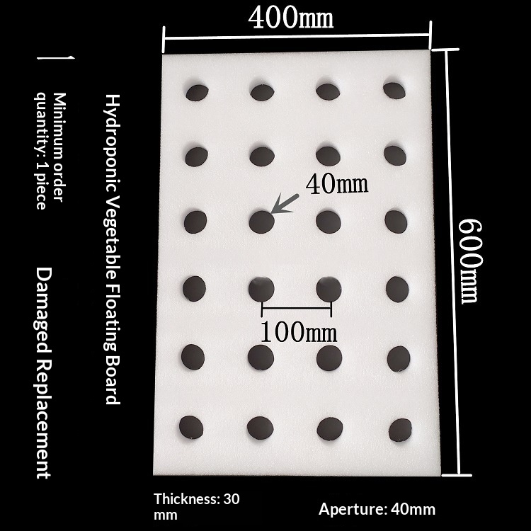Hydroponic Planting Foam Board 600x400x30mm, 40mm Hole, Soilless Culture Planting Plate for Vegetables-5 Pieces