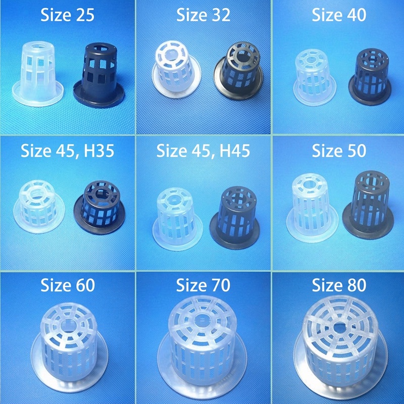 Hydroponic Planting Baskets PP Plastic Net Pots for Water Growing Vegetables-50PC