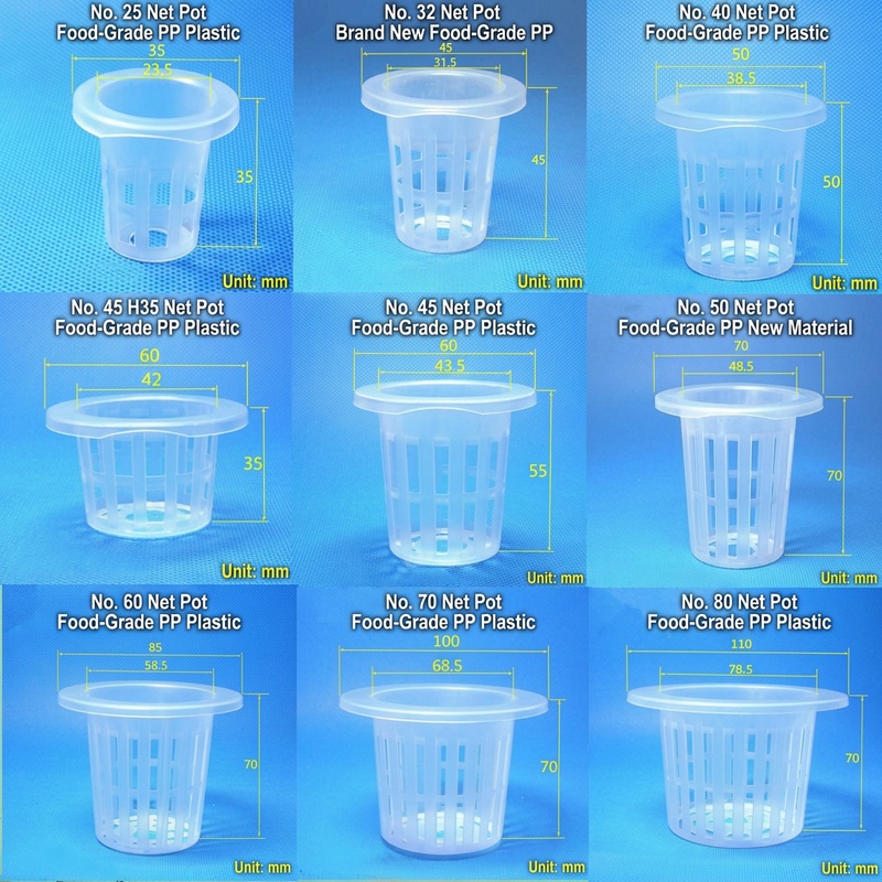 Hydroponic Planting Baskets PP Plastic Net Pots for Water Growing Vegetables-50PC