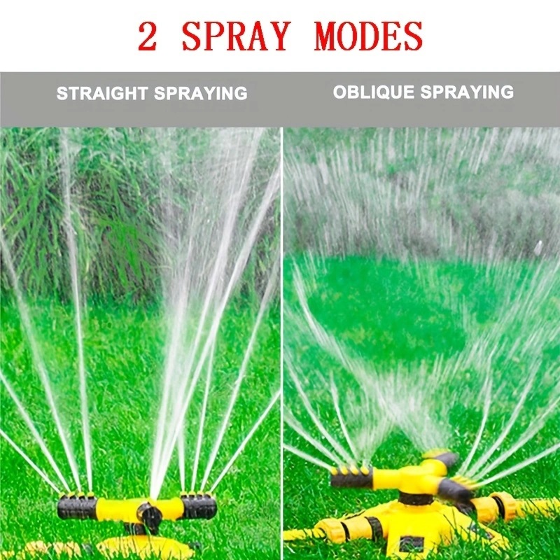360° Automatic Rotary Lawn Sprinkler, 3-Arm Adjustable Water Sprayer for Garden Farm Grass Irrigation, ABS Durable Auto Rotating Water Sprinkler