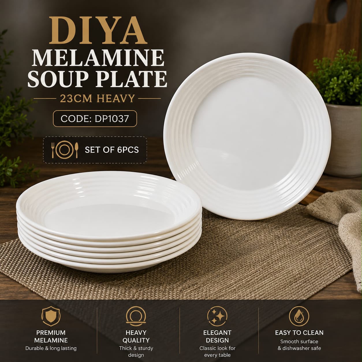 6pcs Square Melamine Plates Dinner Set plates Melamine 6pcs dinner Plate. Attractive Extra Strong Light and portable Multiple use Easy to clean Premium Quality