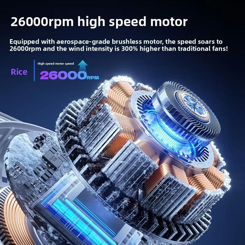 2026 new creative and fashionable bladeless high-speed turbine violent elbow handheld small fan hair dryer digital display