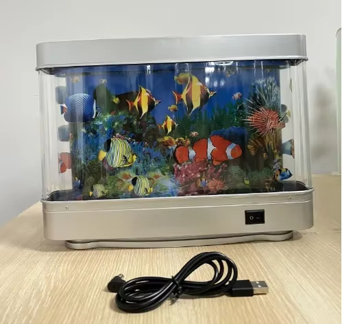 Desktop aquarium fish tank decorative light, USB dynamic fish tank decorative light, aquarium decorative theme ornaments, dynami
