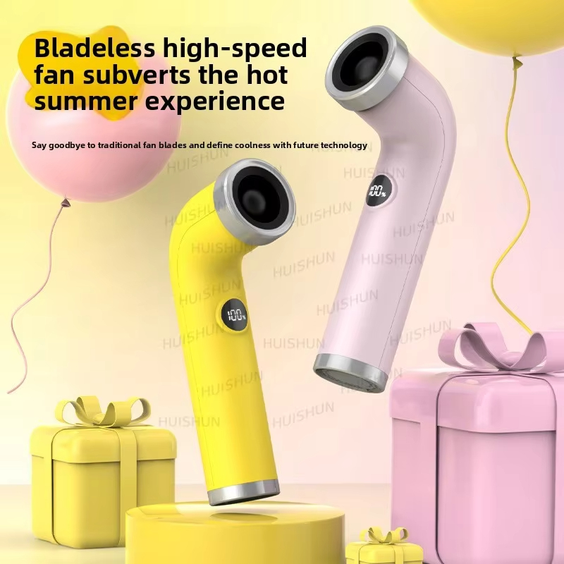 2026 new creative and fashionable bladeless high-speed turbine violent elbow handheld small fan hair dryer digital display