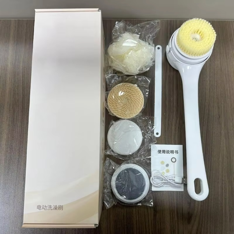 Electric Bath Brushes Rechargeable Body Scrubber Bath Brush 1200mAh Battery 5Interchangeable Head 87HA