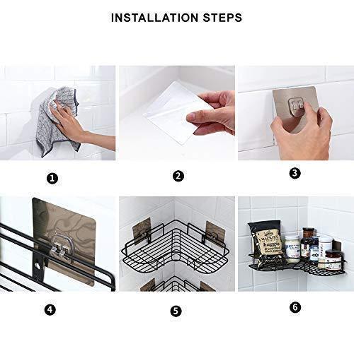 Black Bathroom Corner Shelf storage organizer  Wall Mounted Storage Rack with Strong Adhesive