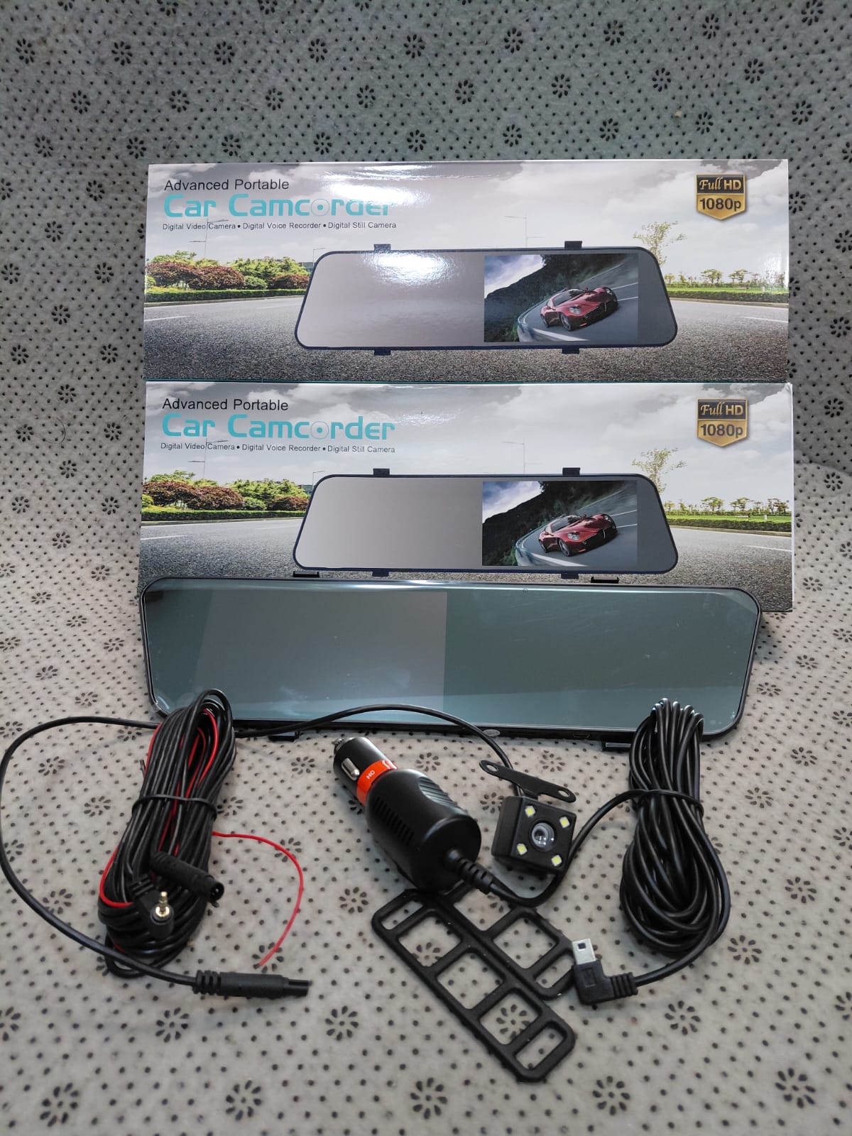 Full HD 1080P Touch Screen Rearview Mirror Dash Cam – 2 Lens Dual Camera (Front & Rear)
