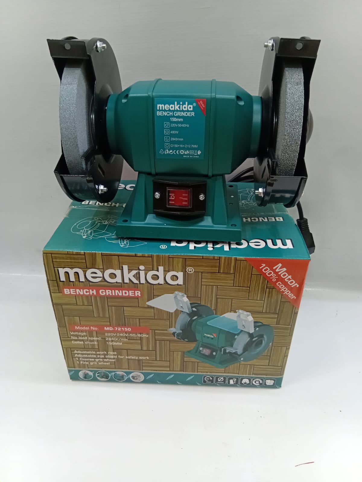 Meakida Bench Grinder - 150mm Heavy Duty 400W Double Wheel Grinding Machine Workshop Tool Sharpener Electric Bench Grinder for Metal & Tools