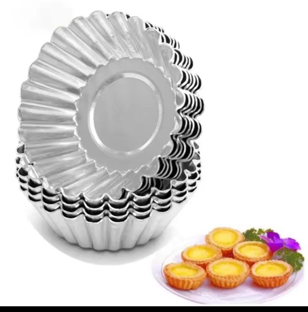 10pcs Reusable stainless steel cupcake Egg Tart mold stainless steel cupcake Egg  cookies pudding mold astry tool baking accessories. .