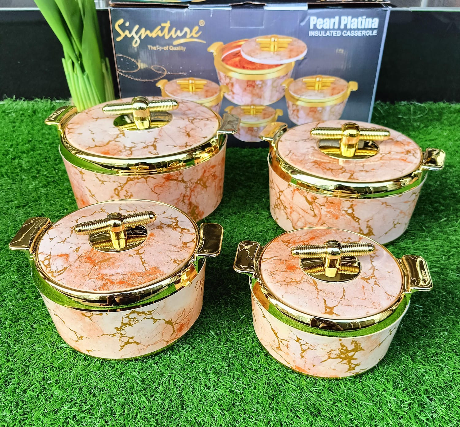 4 pcs Signature Pearl Platina Hotpots Serving Dish Casserole Sereware Set Hot Pot (700/1000/1500/2500ml)