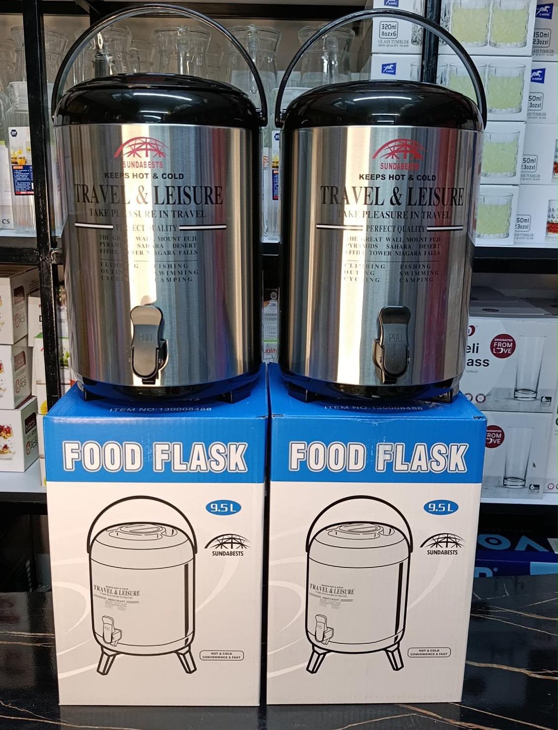 🍲✨ 9.5L Premium Stainless Steel Food Flask 🥘🔥 | Large Insulated Hot & Cold Food Thermos Container with Convenient Tap Dispenser 💧 | Keeps Food Hot or Cold for Hours ❄️🔥 | Durable Stainless Steel