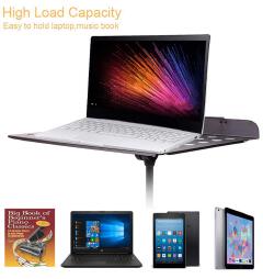Professional Music/ book Stand, Fixed Metal Desk | Adjustable Height & Angle | Reinforced Tripod Base | Sheet Clip Holders | Suitable for Sheet Music & Books | Black