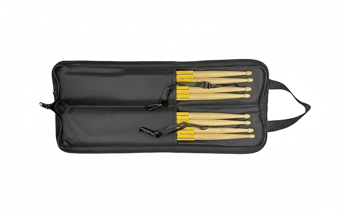 Universal Drum Stick Bag, Black Drumstick Case Holder for All Drumsticks and Percussion Mallets, Essential Drum Set Accessory with Hanging Loop, Easy Access and Secure Storage (Black)