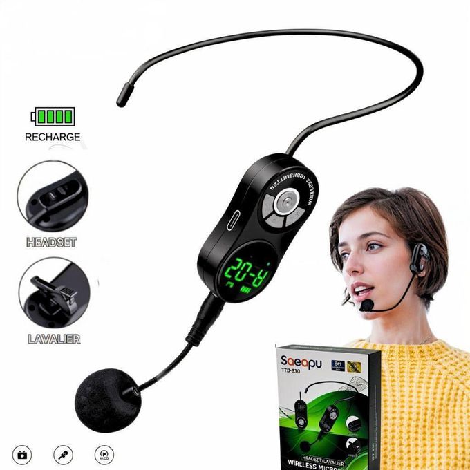 Saeapu TTD 820 Headset Wireless Microphone – Hands-Free Wireless Mic System