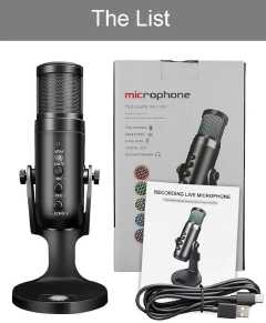 USB Condenser Microphone Compatible with PCs, with Noise Cancelling & Reverb, Studio Microphone for Voice and Music Recording, Podcasting, Streaming and Gaming