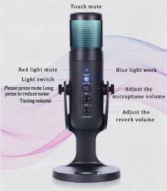 USB Condenser Microphone Compatible with PCs, with Noise Cancelling & Reverb, Studio Microphone for Voice and Music Recording, Podcasting, Streaming and Gaming