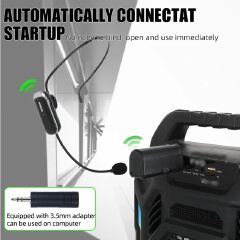 Dual Wireless Microphone Headset for 2 People with 1/4''Plug, Range, UHF Wireless Headset Mic for Karaoke Speaker, Amplifier, Mic Speakers, PA System, Teaching, Fitness Teaching, Conferences