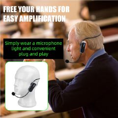 Dual Wireless Microphone Headset for 2 People with 1/4''Plug, Range, UHF Wireless Headset Mic for Karaoke Speaker, Amplifier, Mic Speakers, PA System, Teaching, Fitness Teaching, Conferences