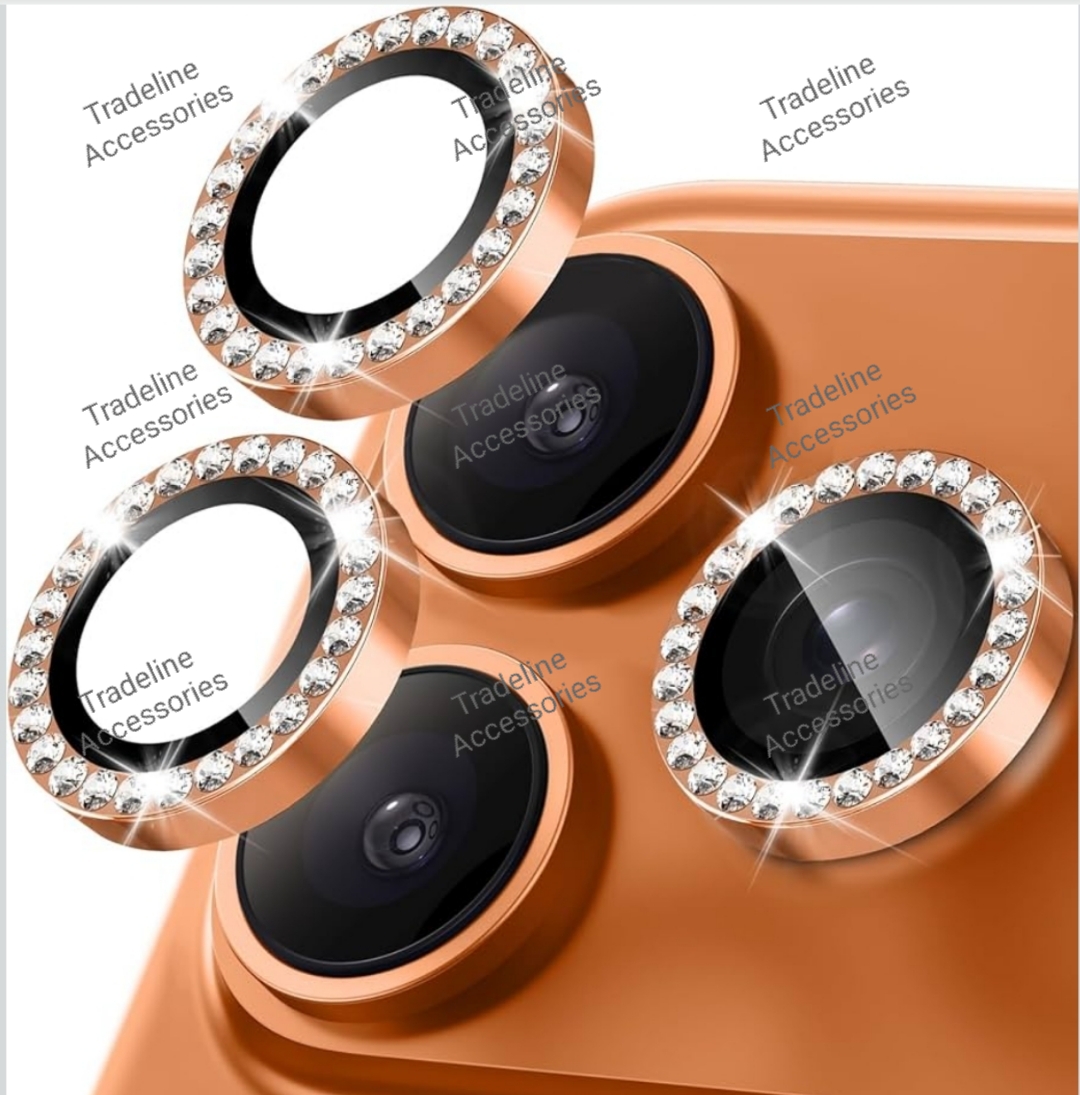 Iphone 11,12,13, 14,15,16,17 (Pro,Pro Max,Air,E) Metal Ring Camera Lens Protector available in Plain and shiny/diamond/glitters(Black,Silver,Gold ,orange and diaomond )
