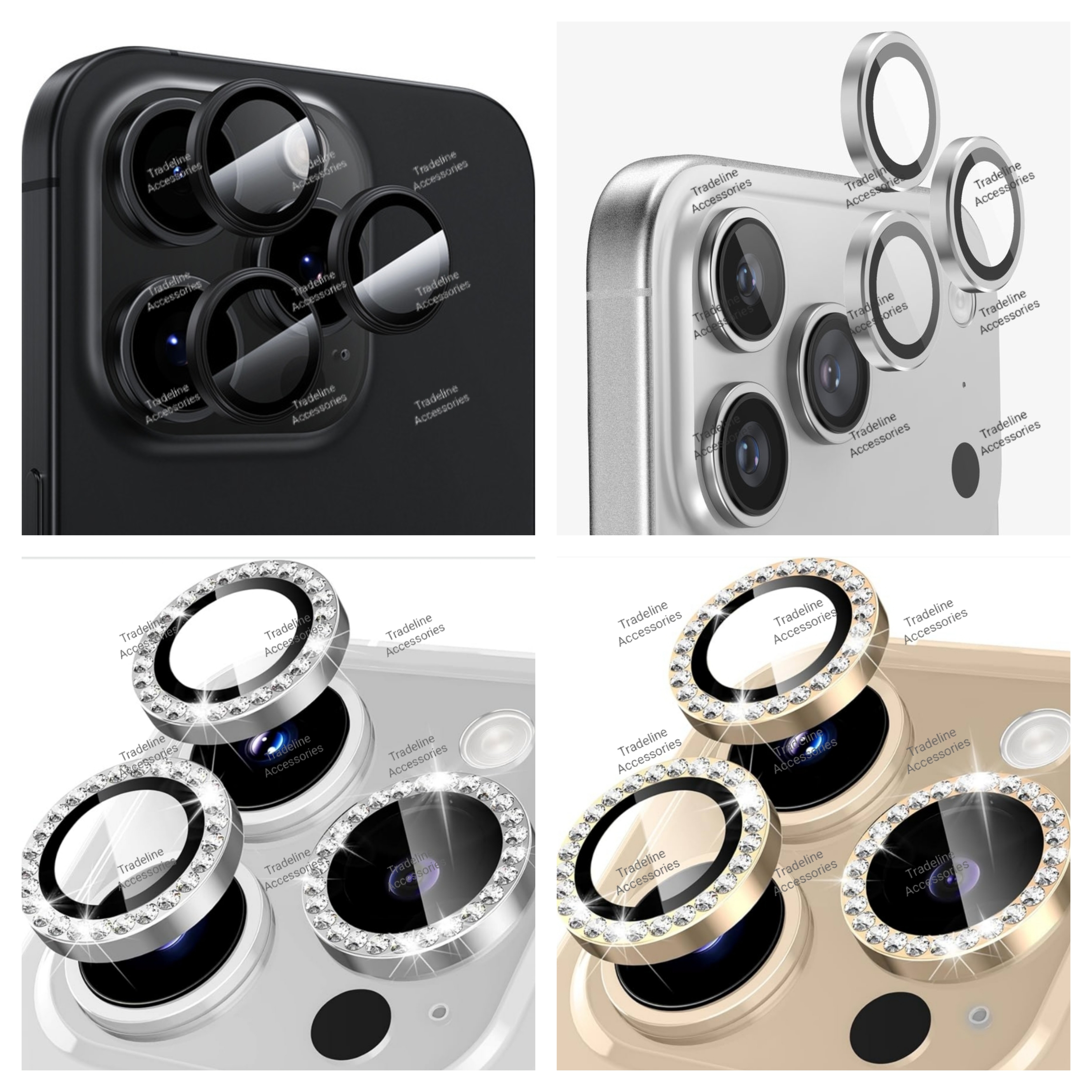 Iphone 11,12,13, 14,15,16,17 (Pro,Pro Max,Air,E) Metal Ring Camera Lens Protector available in Plain and shiny/diamond/glitters(Black,Silver,Gold ,orange and diaomond )