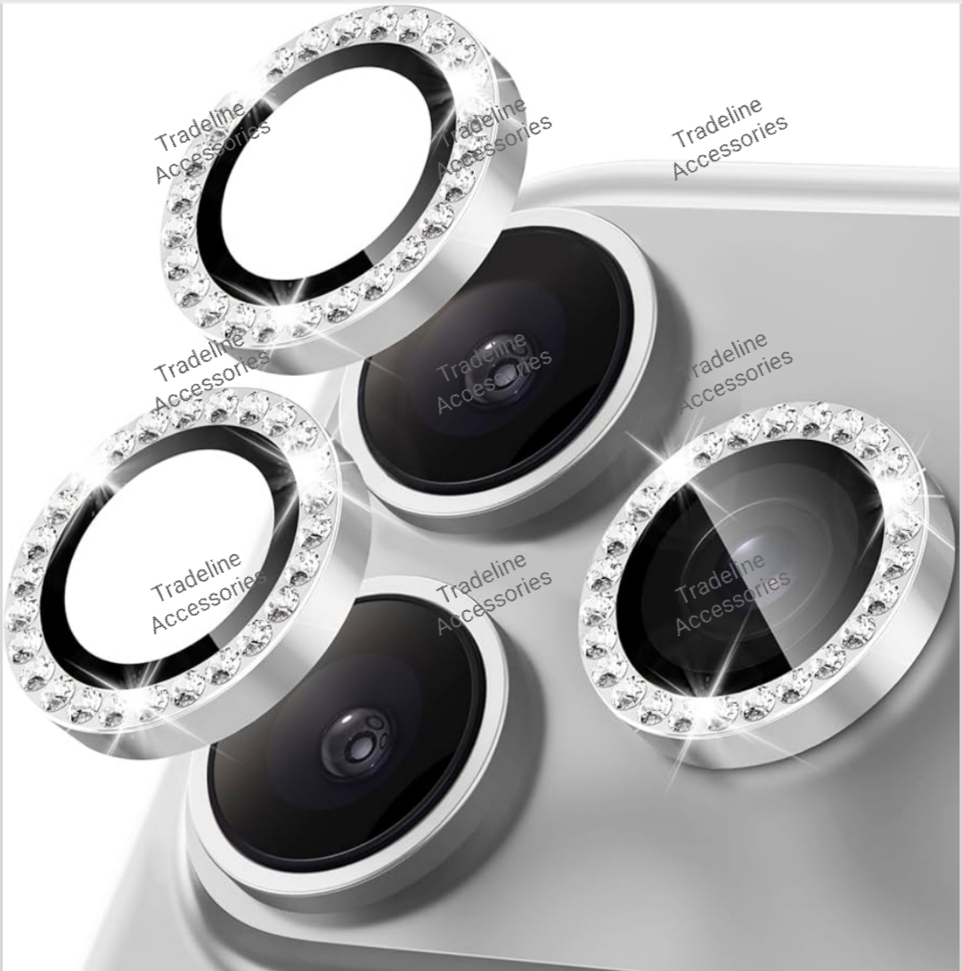 Iphone 11,12,13, 14,15,16,17 (Pro,Pro Max,Air,E) Metal Ring Camera Lens Protector available in Plain and shiny/diamond/glitters(Black,Silver,Gold ,orange and diaomond )
