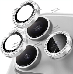 Iphone 11,12,13, 14,15,16,17 (Pro,Pro Max,Air,E) Metal Ring Camera Lens Protector available in Plain and shiny/diamond/glitters(Black,Silver,Gold ,orange and diaomond )