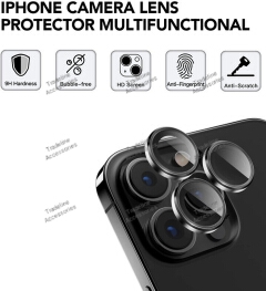 Iphone 11,12,13, 14,15,16,17 (Pro,Pro Max,Air,E) Metal Ring Camera Lens Protector available in Plain and shiny/diamond/glitters(Black,Silver,Gold ,orange and diaomond )