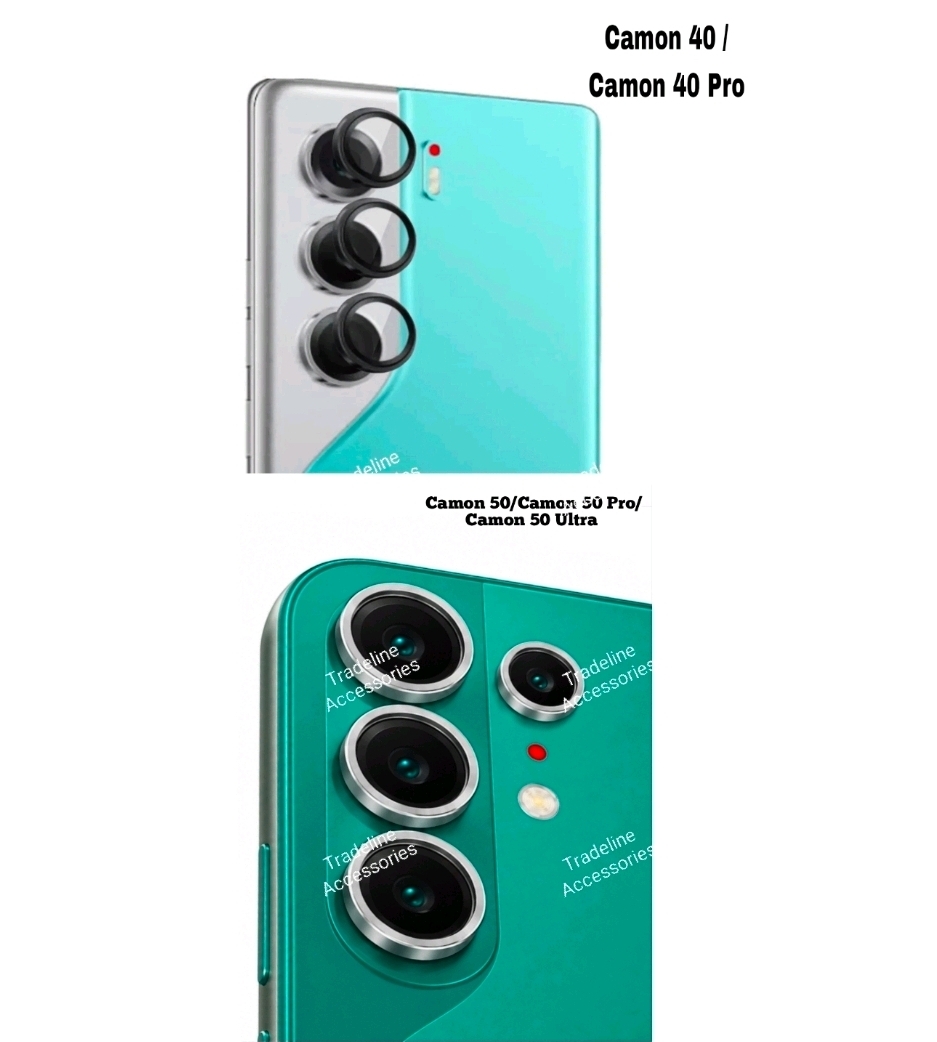 Tecno Camon 40/ 40 Pro ,Camon 50/50 Pro/50 Ultra (Black,Silver,Gold) Metal Ring Camera Lens Protector