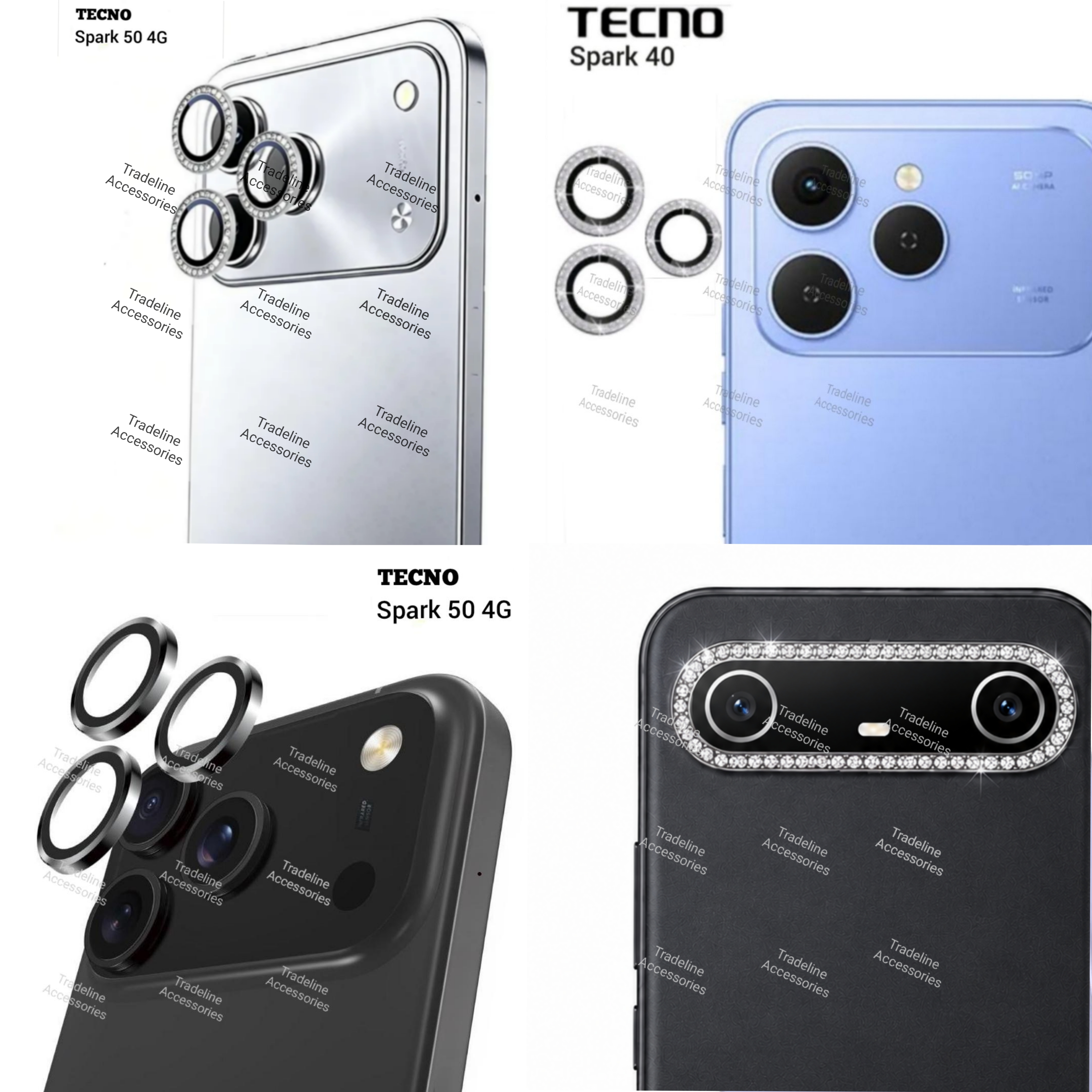 Tecno Spark 50,Spark 40 ,Spark Slim Metal ring  Camera lens protector available in black, silver and shiny diamond/Glitters