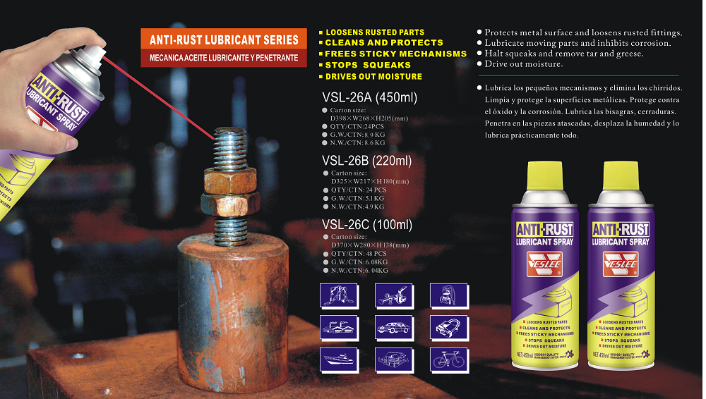 Veslee Anti-Rust Penetrating Lubricant Aerosol Spray for Rust Control and Lubrication
