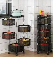 Plastic Fruit Rack:4 Tier :Multipurpose Kitchen Storage: Stand Vegetable Organizer: Basket Shelf for Fruits, Snacks or Grocery Storage : Durable: Space Saving: Home Organizer