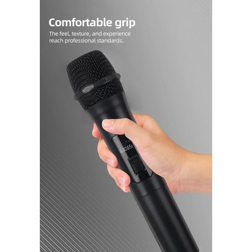 vexiSeek 4-Channel Professional Wireless Microphone System with Charger – Rechargeable Karaoke Mic Set for Meetings, Parties, Church, DJ, Wedding, Family KTV