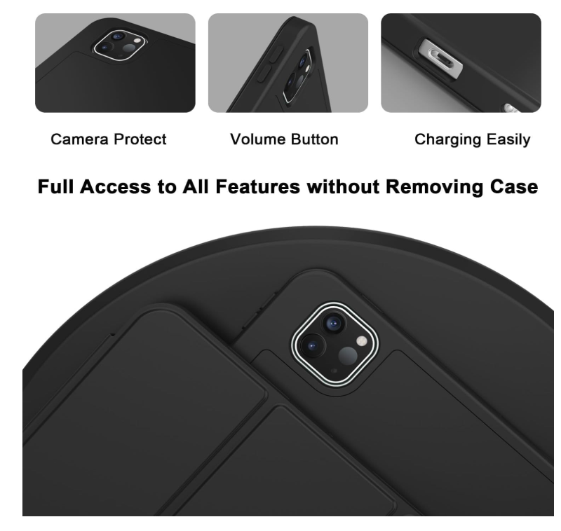 Infinix XPad 11 Inch Smart Magnetic Tri Fold Tablet Cover Case – Slim Shockproof Stand Leather Folio with Auto Sleep Wake, Black