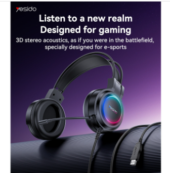 Yesido EK05 RGB VR Gaming Headset – Wired Stereo Gaming Headphones with Noise Great Reduction Mic & LED Lighting for PC, PS4 & Laptop