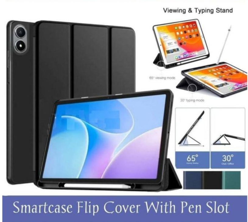 Infinix XPad 11 Inch Smart Magnetic Tri Fold Tablet Cover Case – Slim Shockproof Stand Leather Folio with Auto Sleep Wake, Black