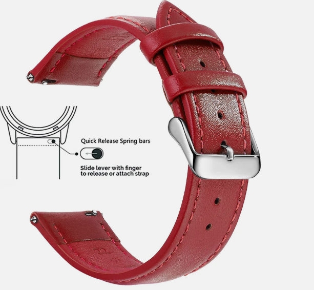 Premium 42mm Leather Watch Strap for Smartwatch, Universal Replacement Wrist Band, Adjustable Buckle Watch Band, Business Casual Leather Strap, Wine Red