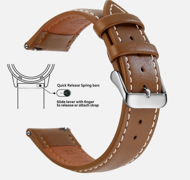 Premium 42mm Leather Watch Strap for Smartwatch, Universal Replacement Wrist Band, Adjustable Buckle Watch Band, Business Casual Leather Strap, Wine Red