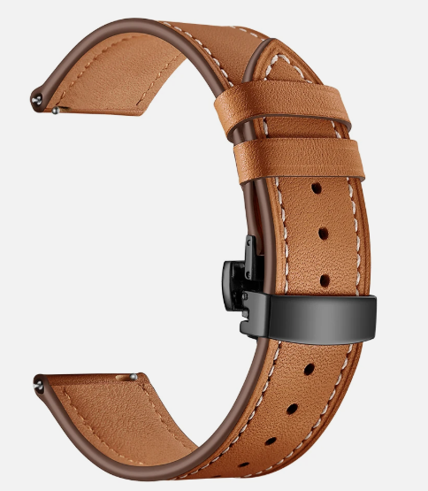 Premium 42mm Leather Watch Strap for Smartwatch, Universal Replacement Wrist Band, Adjustable Buckle Watch Band, Business Casual Leather Strap, Wine Red