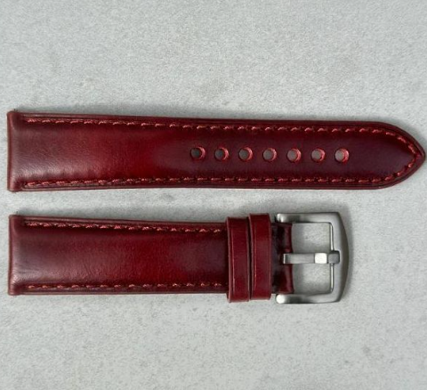 Premium 42mm Leather Watch Strap for Smartwatch, Universal Replacement Wrist Band, Adjustable Buckle Watch Band, Business Casual Leather Strap, Wine Red